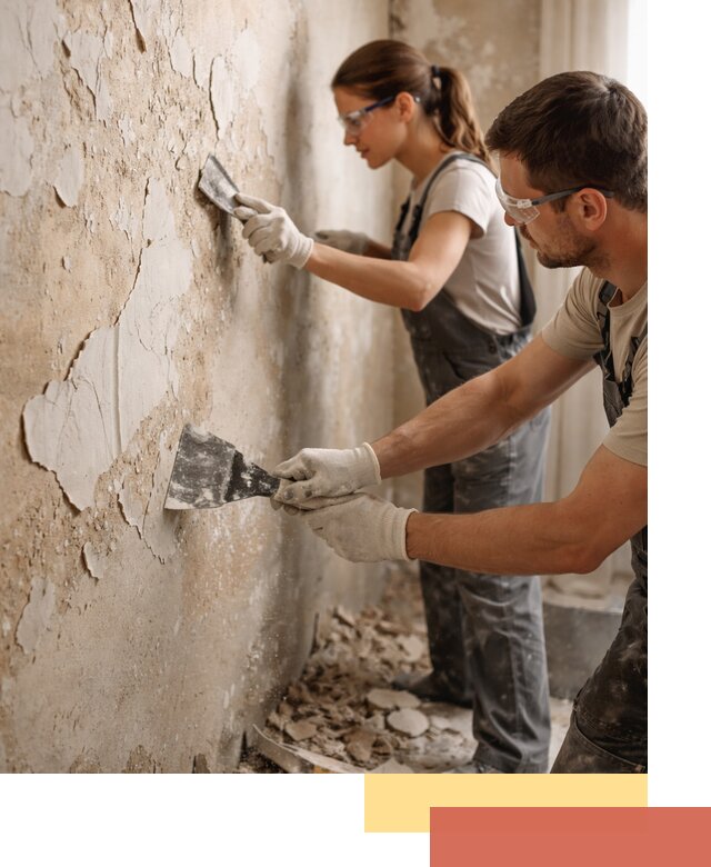 Снятие старой шпаклевки и подготовка поверхностей в Инте