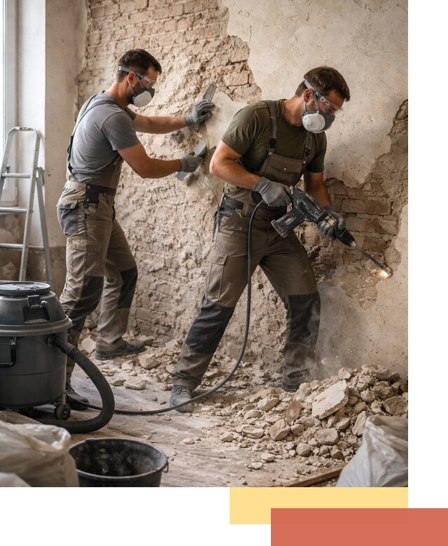 Демонтаж штукатурки со стен в Инте быстро и аккуратно