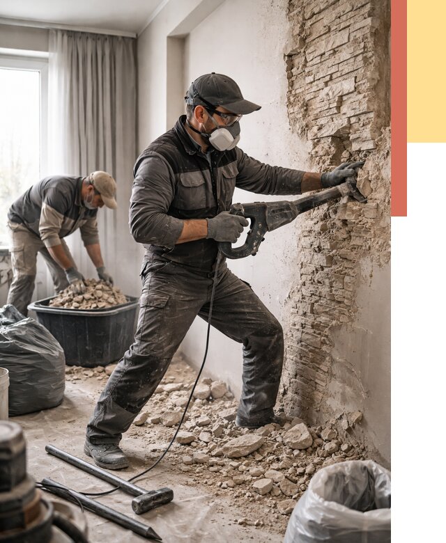 Демонтаж декоративного камня в Инте от 1471 руб/м² — быстро и недорого | ОТДЕЛОЧНИК-Инт