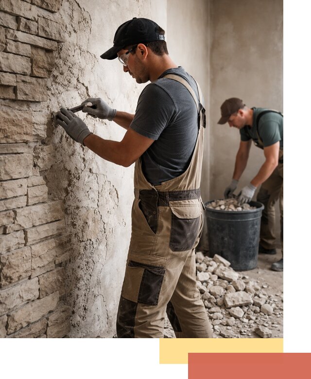 Демонтаж декоративного камня в Инте профессионально и безопасно