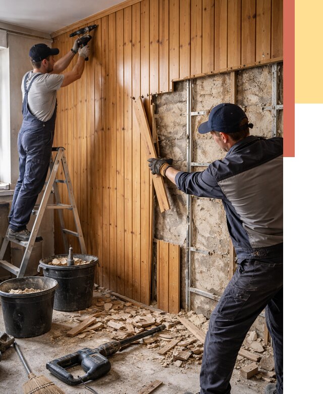 Демонтаж вагонки со стен в Инте от 1471 руб. — снятие, удаление, срочно | ОТДЕЛОЧНИК-Инт