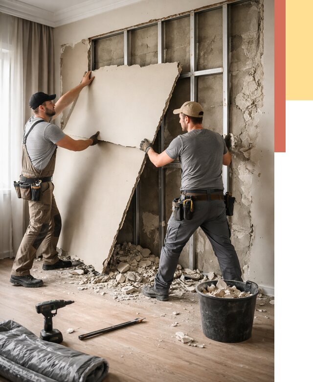 Демонтаж гипсокартона со стен в Инте от 355 руб. — услуги демонтажа | ОТДЕЛОЧНИК-Инт