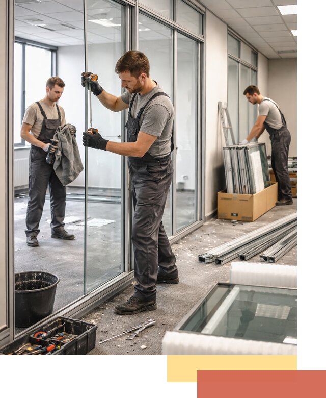 Демонтаж стеклянных перегородок в Инте быстро и безопасно