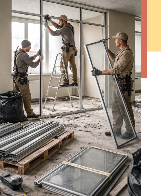 Демонтаж алюминиевых перегородок в Инте от 4260 руб. — быстро и недорого | ОТДЕЛОЧНИК-Инт