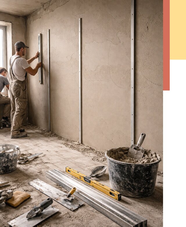 Штукатурка стен по маякам в Инте от 5578 руб./м² — выравнивание под ключ | ОТДЕЛОЧНИК-Инт