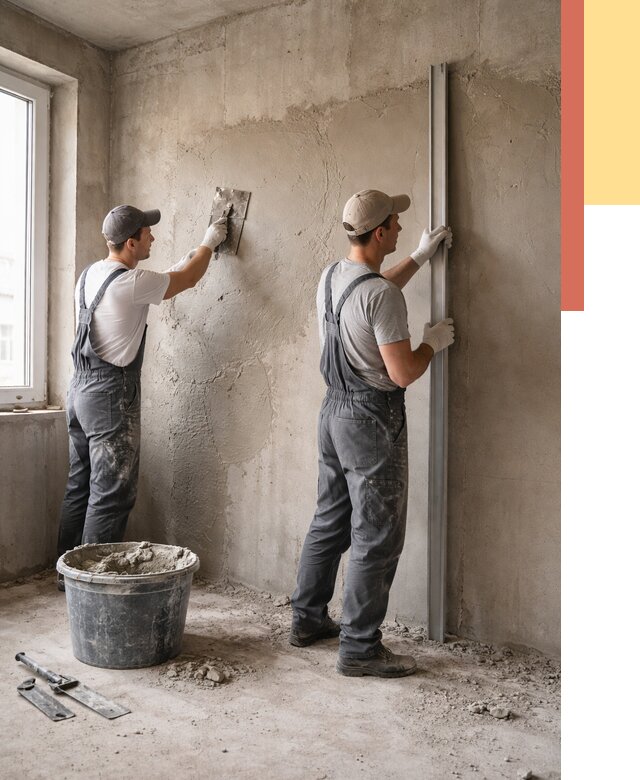 Штукатурка бетонных стен в Инте от 4564 руб/м² — качественно и быстро | ОТДЕЛОЧНИК-Инт