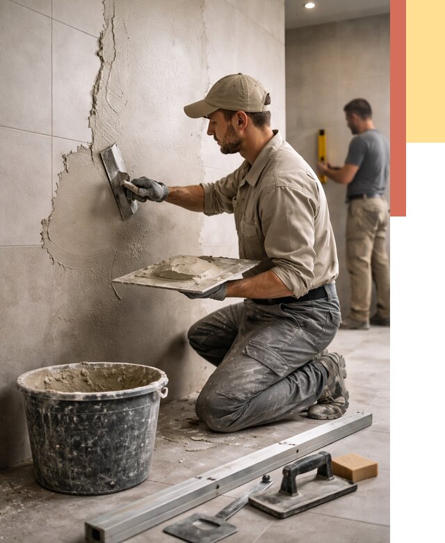 Штукатурка стен в ванной в Инте от 4564 руб./м² — выравнивание под ключ | ОТДЕЛОЧНИК-Инт