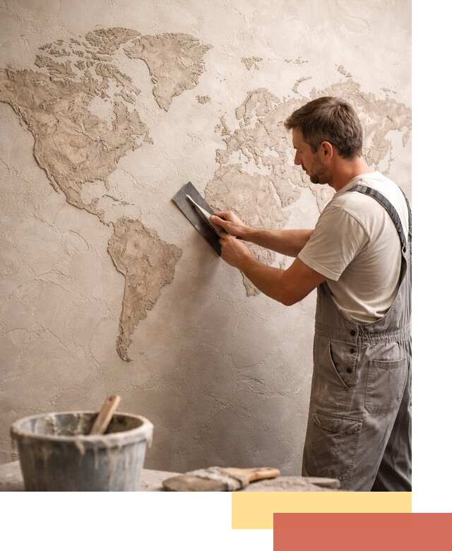 Декоративная штукатурка «Карта мира» под ключ в Инте