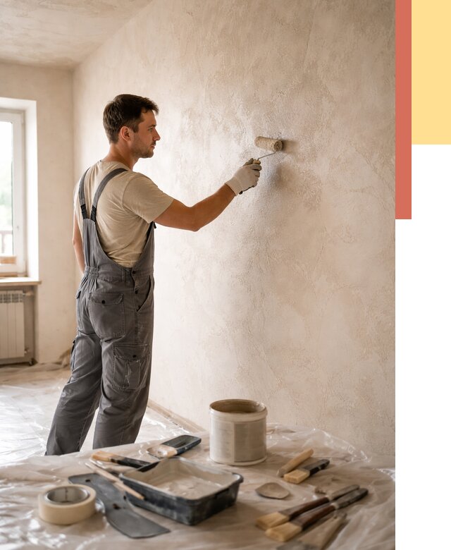 Нанесение лессирующей краски по декоративке в Инте от 1775 руб. | ОТДЕЛОЧНИК-Инт