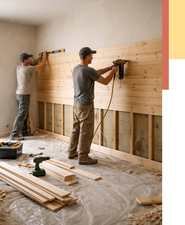 Монтаж деревянной вагонки на стены в Инте от 7607 руб. | Услуги монтажа вагонки | ОТДЕЛОЧНИК-Инт