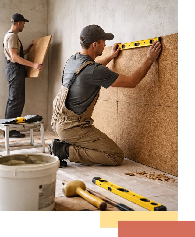 Монтаж пробковых панелей на стены в Инте быстро и качественно