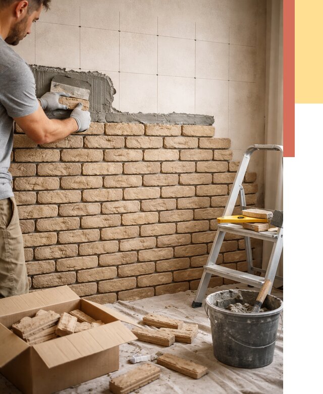 Монтаж декоративного кирпича в Инте от 3245 руб./м² — быстро и недорого | ОТДЕЛОЧНИК-Инт