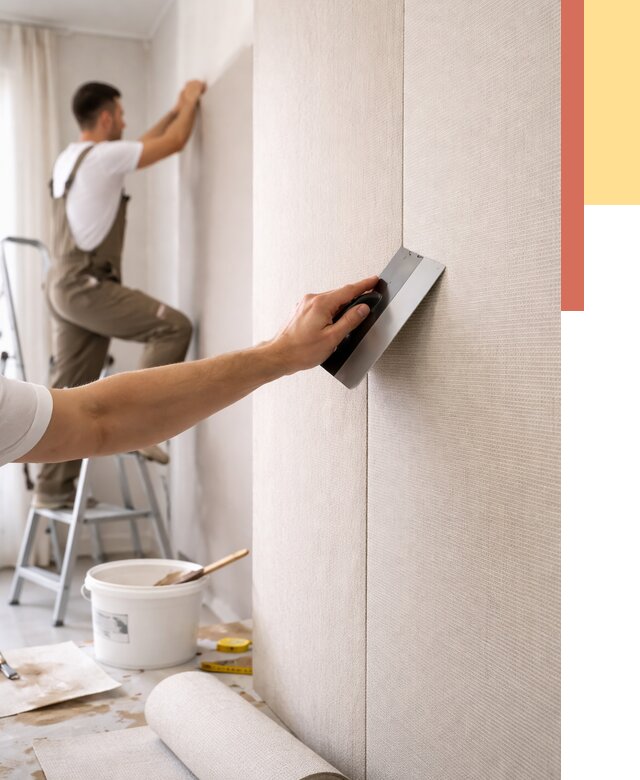 Поклейка текстильных обоев в Инте от 4564 руб. под ключ | ОТДЕЛОЧНИК-Инт