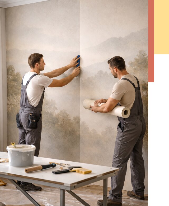 Поклейка фотообоев в Инте от 8621 руб/м² — быстро и недорого | ОТДЕЛОЧНИК-Инт