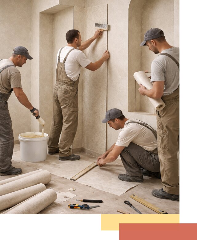 Поклейка обоев на сложные стены и неровные поверхности в Инте