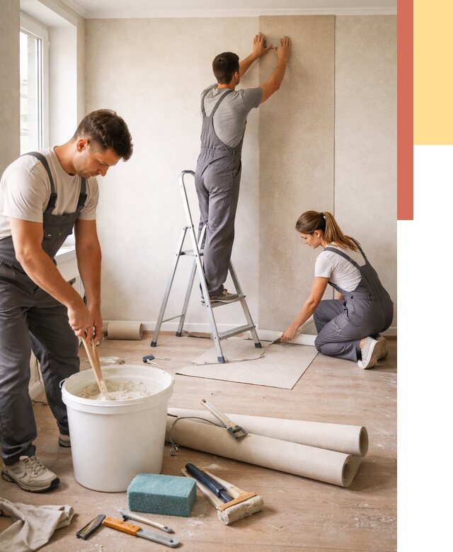 Оклейка стен обоями в Инте от 3550 руб/м2 — быстро и недорого | ОТДЕЛОЧНИК-Инт