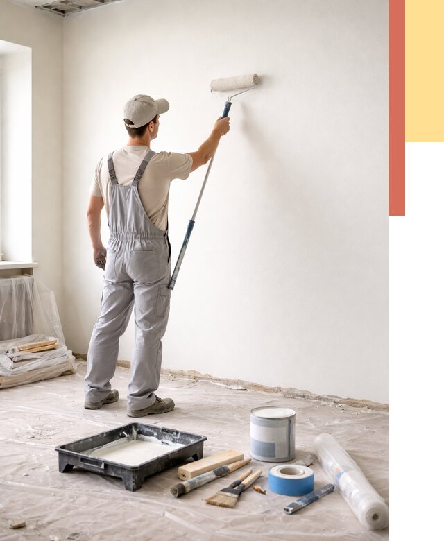 Покраска стен водоэмульсионной краской в Инте от 456 руб. за м² | ОТДЕЛОЧНИК-Инт