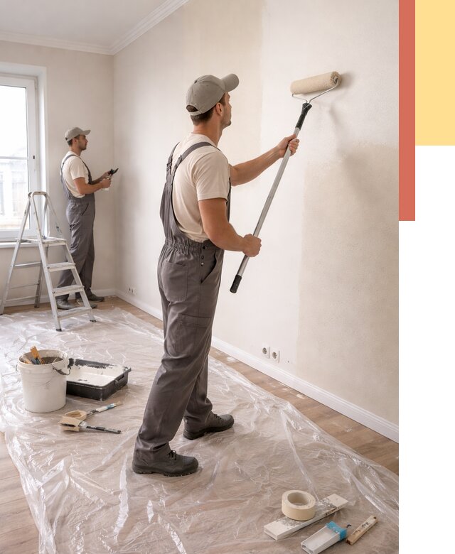 Покраска стен акриловой краской в Инте от 3550 руб./м² — быстро и недорого | ОТДЕЛОЧНИК-Инт