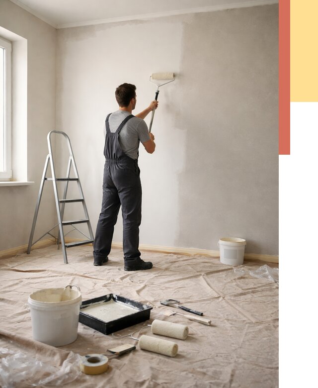 Покраска стен моющейся краской в Инте от 355 руб./м² — быстро и недорого | ОТДЕЛОЧНИК-Инт