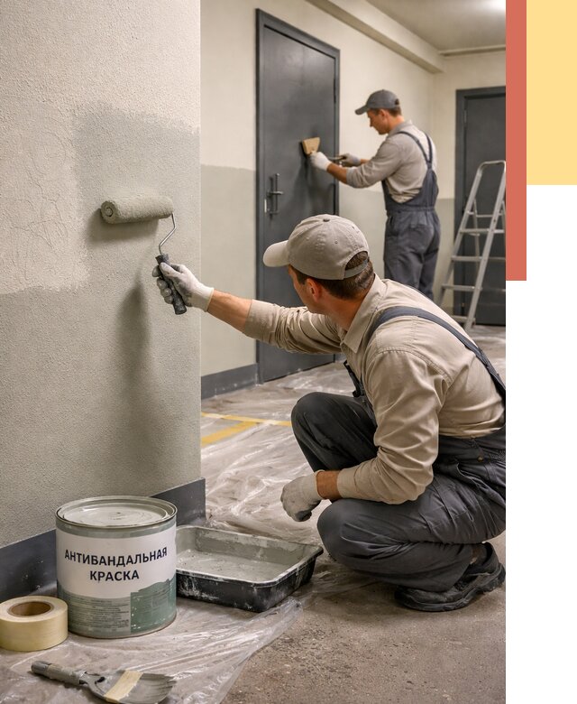 Покраска стен антивандальной краской в Инте от 4564 руб./м² под ключ | ОТДЕЛОЧНИК-Инт