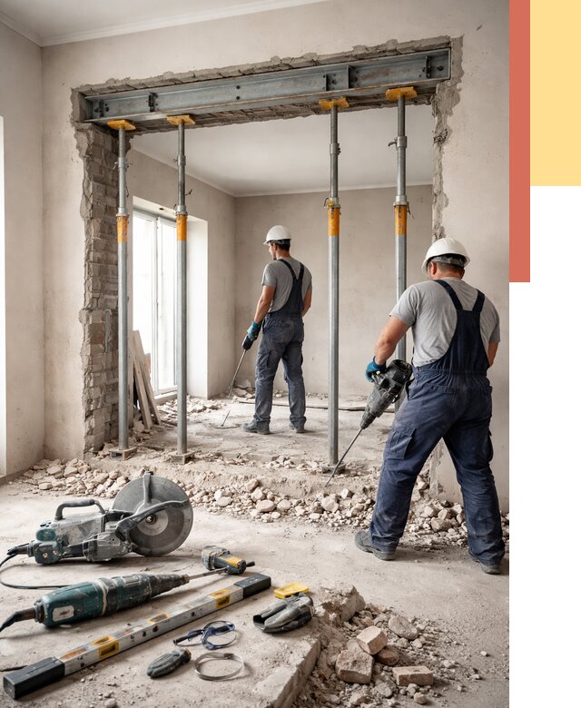 Прорезка проема в стене в Инте от 4564 руб. — быстро и недорого | ОТДЕЛОЧНИК-Инт