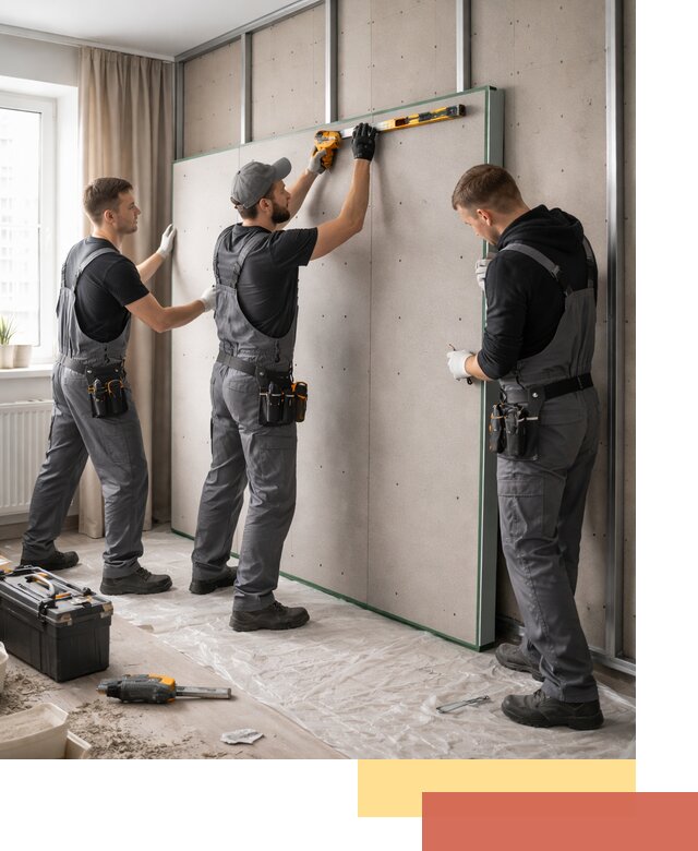 Шумоизоляция стен панелями ЗИПС в Инте для жилых и коммерческих помещений