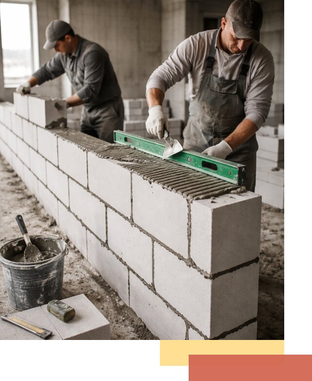 Кладка перегородок из газобетона в Инте быстро и качественно