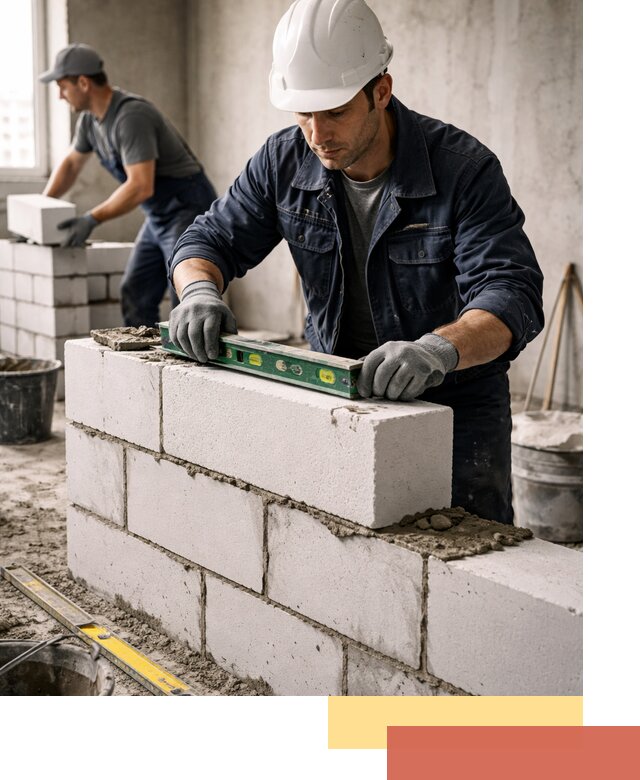 Кладка перегородок из пеноблока под ключ в Инте