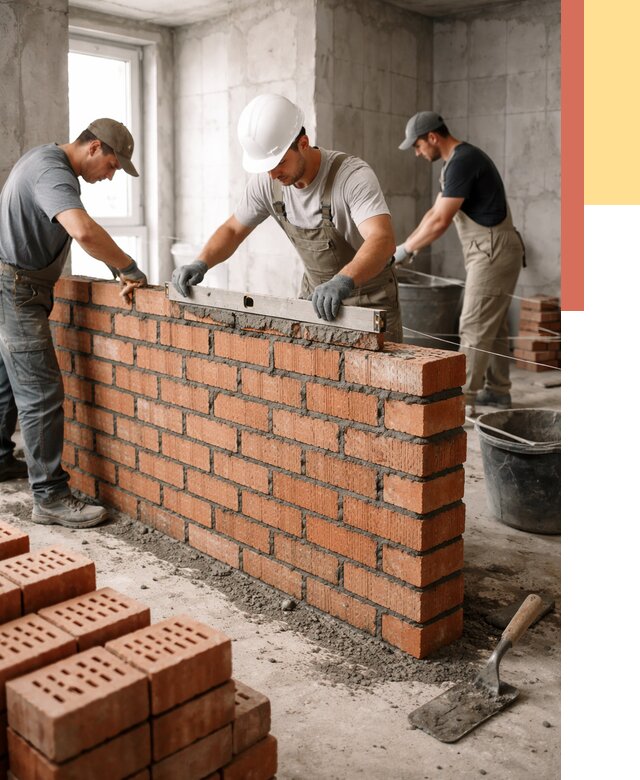 Кладка перегородок из кирпича в Инте от 3550 руб. за м² | ОТДЕЛОЧНИК-Инт