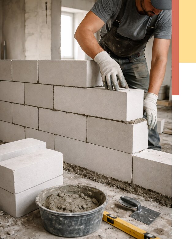 Кладка перегородок из силикатного блока в Инте от 4057 руб. под ключ | ОТДЕЛОЧНИК-Инт