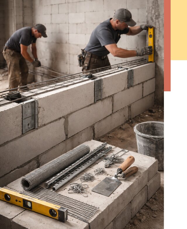 Армирование кладки перегородок в Инте от 761 руб. под ключ | ОТДЕЛОЧНИК-Инт