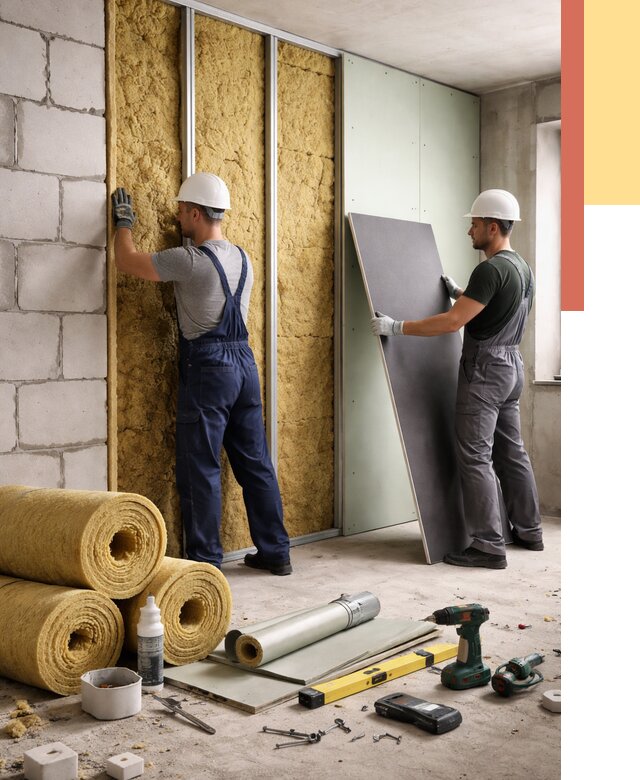 Шумоизоляция перегородок из блоков в Инте от 1876 руб./м² — быстро и недорого | ОТДЕЛОЧНИК-Инт