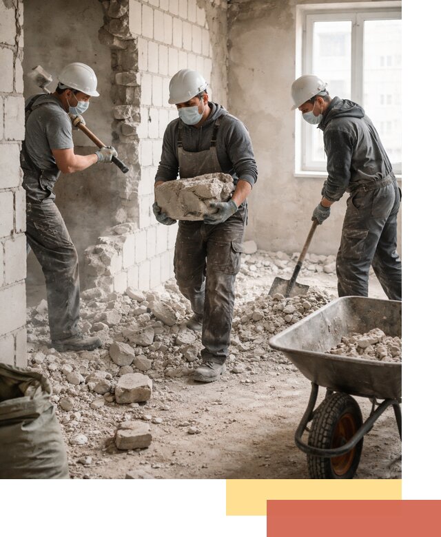 Демонтаж блочных перегородок в Инте быстро и аккуратно