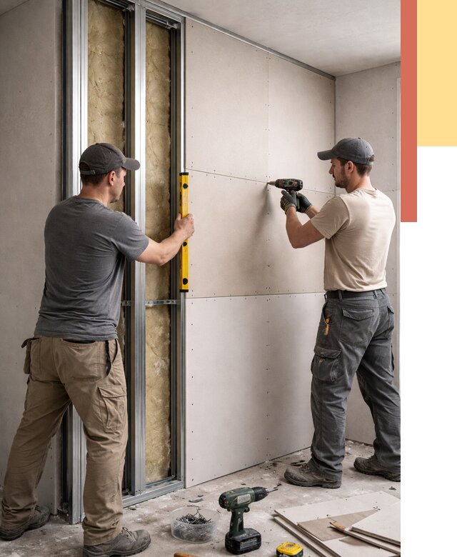 Монтаж двухслойной перегородки из гипсокартона в Инте от 1471 руб. | ОТДЕЛОЧНИК-Инт