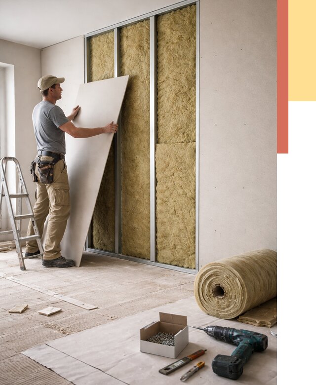 Перегородка из гипсокартона с шумоизоляцией в Инте от 3164 руб. | ОТДЕЛОЧНИК-Инт