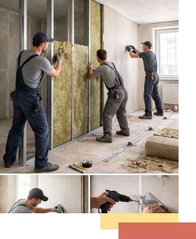 Перегородка из гипсокартона с шумоизоляцией в Инте — монтаж под ключ