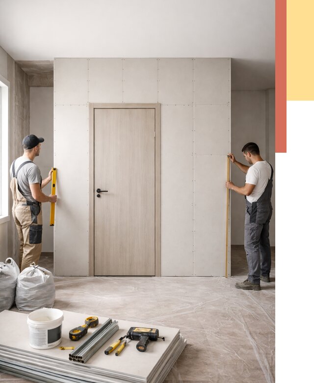 Перегородка из гипсокартона с дверью в Инте от 4564 руб. под ключ | ОТДЕЛОЧНИК-Инт