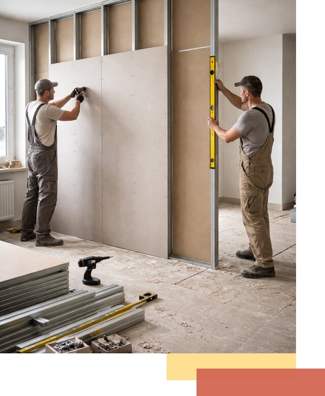 Зонирующая перегородка из гипсокартона под ключ в Инте