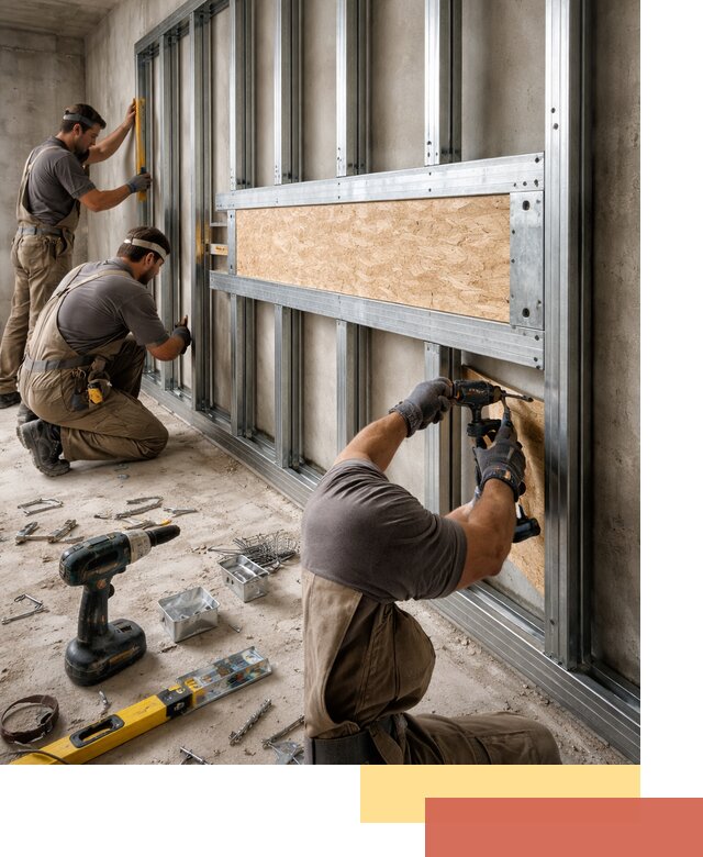 Усиленная перегородка для крепления тяжёлых конструкций в Инте