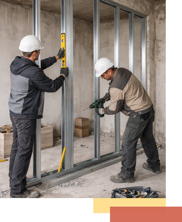 Монтаж каркаса перегородки из профиля в Инте