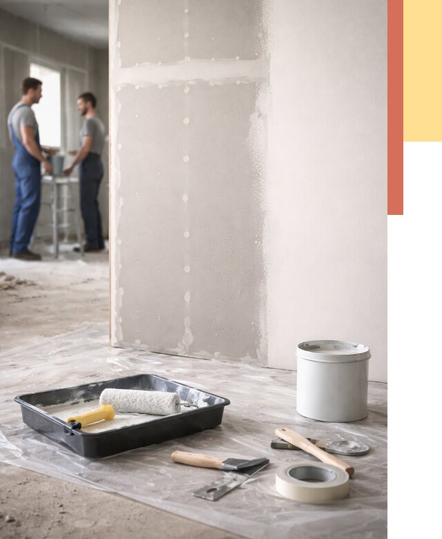 Покраска перегородок из гипсокартона в Инте от 4564 руб. под ключ | ОТДЕЛОЧНИК-Инт