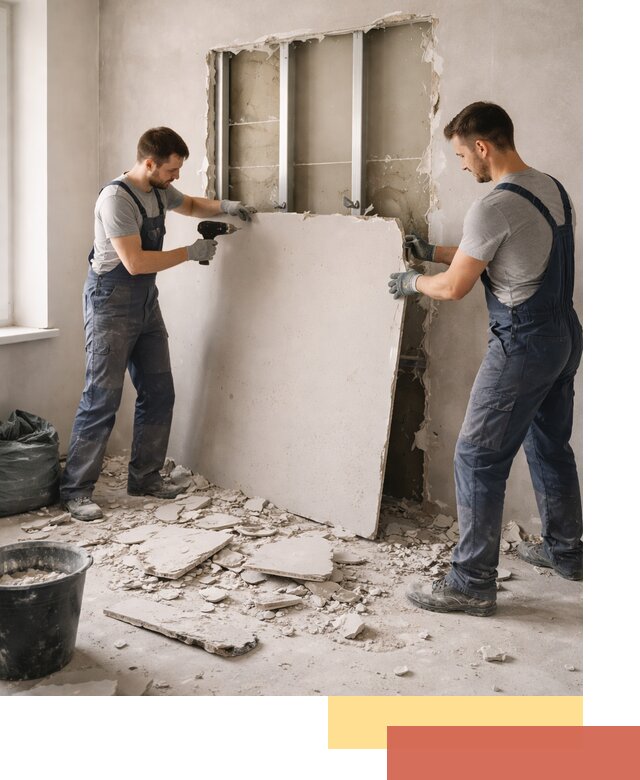 Демонтаж перегородки из гипсокартона в Инте быстрый и аккуратный