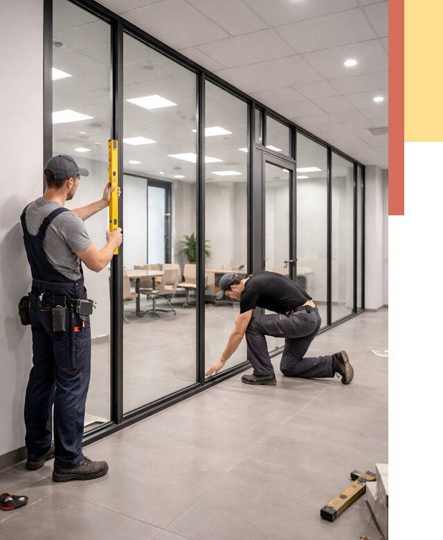 Каркасные стеклянные перегородки в Инте под ключ от 9331 руб. | ОТДЕЛОЧНИК-Инт