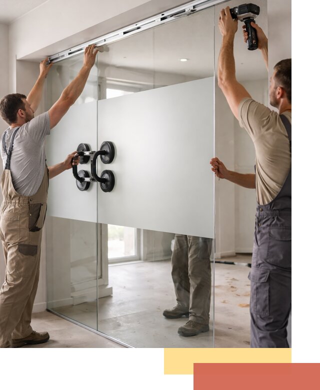 Матовые стеклянные перегородки под ключ в Инте