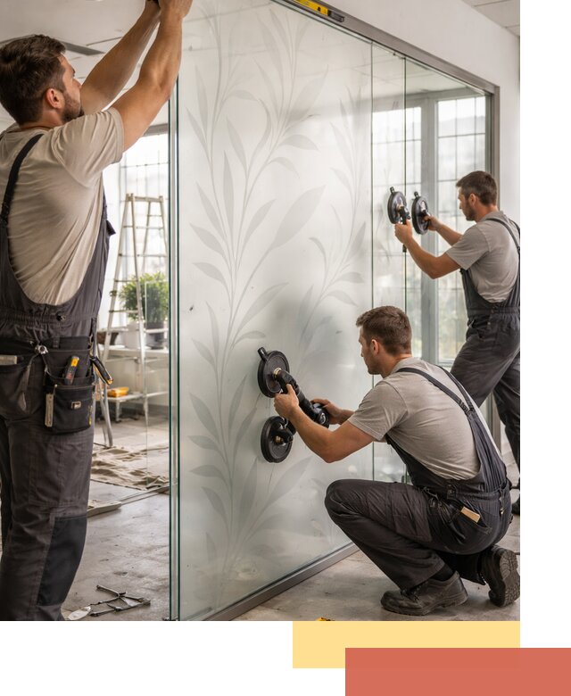 Стеклянные перегородки с рисунком на заказ в Инте