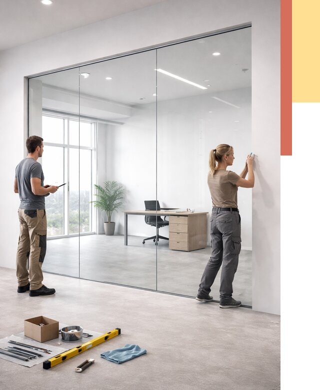 Перегородки из закаленного стекла в Инте от 9635 руб. под ключ | ОТДЕЛОЧНИК-Инт