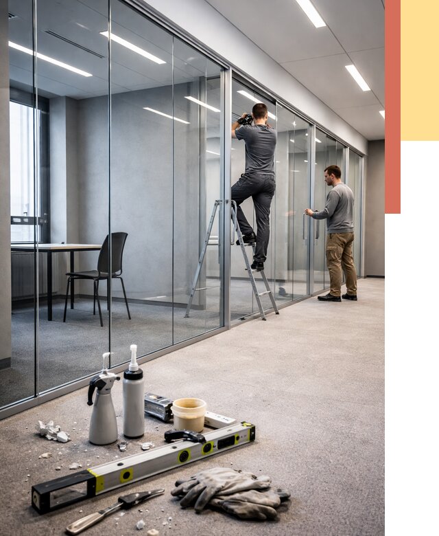 Стеклянные офисные перегородки в Инте от 8621 руб. — монтаж и установка | ОТДЕЛОЧНИК-Инт