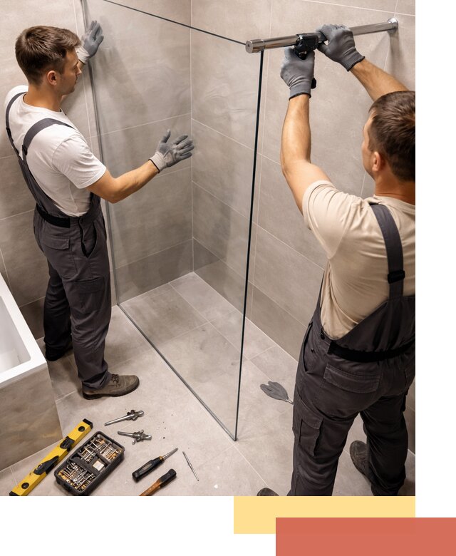 Стеклянные перегородки для душа в Инте — изготовление и монтаж