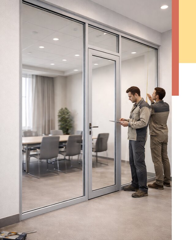 Установка и монтаж алюминиевых перегородок со стеклом в Инте от 8316 руб. | ОТДЕЛОЧНИК-Инт