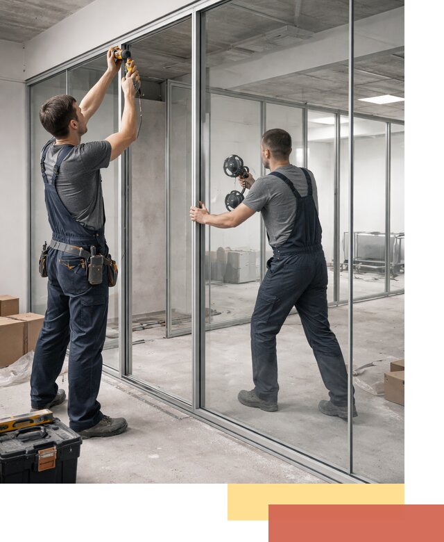 Алюминиевые перегородки со стеклом в Инте — изготовление и монтаж